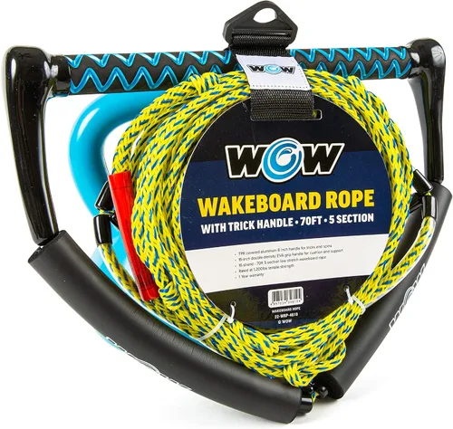 Miniatura 2 de Wow Sports Cuerda de remolque para wakeboard de 70 pies, mango de truco, para tubos de cubierta, wakeboards y esquís acuáticos
