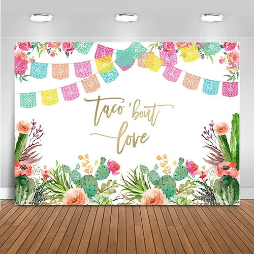 Mocsicka Telón de fondo de amor con temática de fiesta mexicana, decoración de despedida de soltera, boda, compromiso, foto de fondo (7 x 5 pies (82