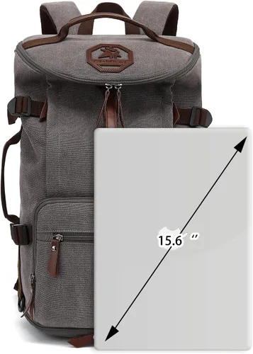 Miniatura 4 de Kalesi Mochila Bolsa de Lona para Gimnasio 4 Vías Impermeable con Compartimento para Zapatos para Viaje Deporte Senderismo Laptop, Gris Vintage