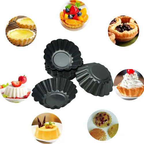 Miniatura 3 de Paquete de 12 moldes para tartaletas de huevo, latas antiadherentes de acero al carbono, molde para tartaletas, moldes para tartas, cupcakes, pudín