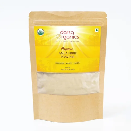 Darsa Organics Amla Powder de India 8oz – Polvo vegetal de grosella espinosa india rico en vitamina C y antioxidantes, perfecto para té de hierbas,