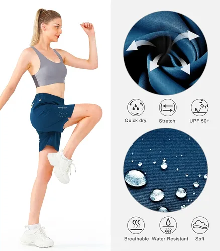 Miniatura 36 de NORTHYARD Pantalones cortos deportivos de senderismo para mujer, de secado rápido, ligeros, para gimnasio, entrenamiento, con 3 bolsillos