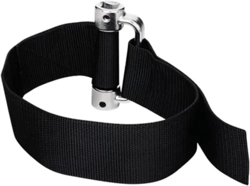LUMAX LX-1811 - Llave de filtro de aceite con correa de servicio pesado, accionamiento de 3/8" y 1/2" Sq. Diseño universal que permite su uso en la