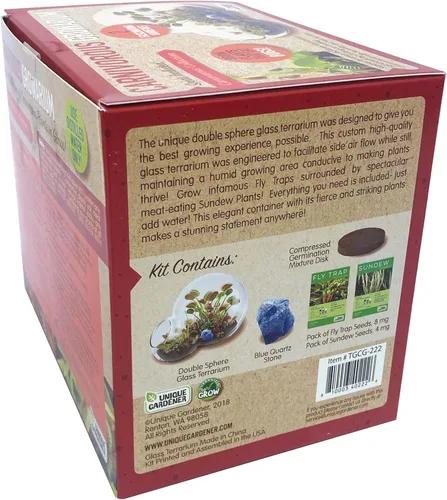 Miniatura 4 de Cultiva tu propia trampa para moscas Venus, kit de inicio de terrario de vidrio para niños para brotar trampa moscas y plantas de rocío solar