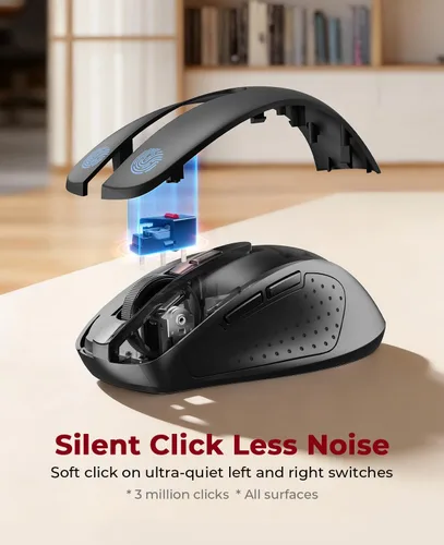 Miniatura 9 de Redragon Mouse inalámbrico BT5.0/3.0 y 2.4G, 6 botones, ratón Bluetooth de 4000 DPI de 5 niveles, batería de 18 meses, ratones ópticos portátiles