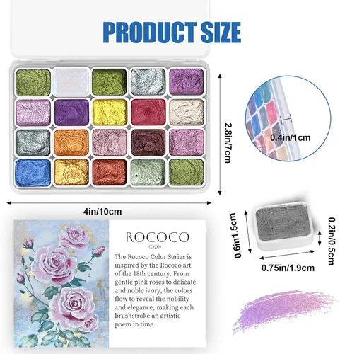 Miniatura 2 de CraftyManor Mini Juego de Pintura de Acuarela Cambiante de Silvicultura, 40 Pinturas de Acuarela Cambiantes de Color, Pinturas de Acuarela Metálicas
