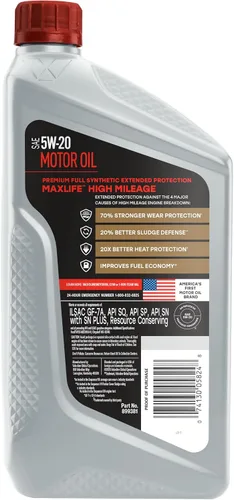 Miniatura 3 de Valvoline - Aceite de motor de protección extendida de alto millaje con tecnología Ultra MaxLife 5W-20, sintético completo, 1 cuarto de galón, caja