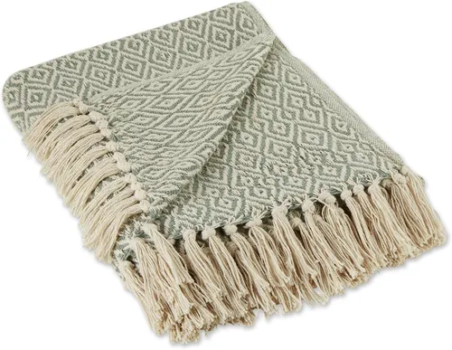 Miniatura 16 de DII Rustic Farmhouse Manta tejida con doble diseño de diamantes, 50x60, Marrón
