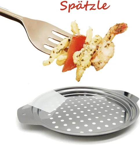 Miniatura 2 de KEISSCO Tapa de acero inoxidable para hacer Spaetzle con raspador - Tradicional máquina alemana para hacer fideos de huevo, olla para espaguetis