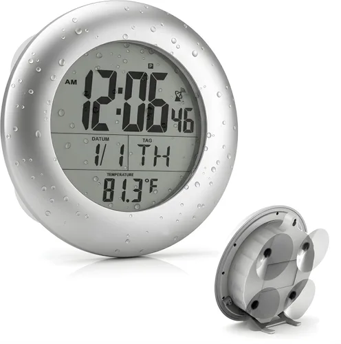 Miniatura 8 de T-4660 Reloj atómico con ventosa resistente al agua, color plateado