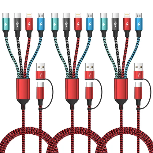 Miniatura 18 de Cable USB C a Lightning, cable de carga 4 en 1 de 240 W, 5 pies, cable de carga múltiple USB A/C a C/Lightning con luz para iPhone 16/15/14/13