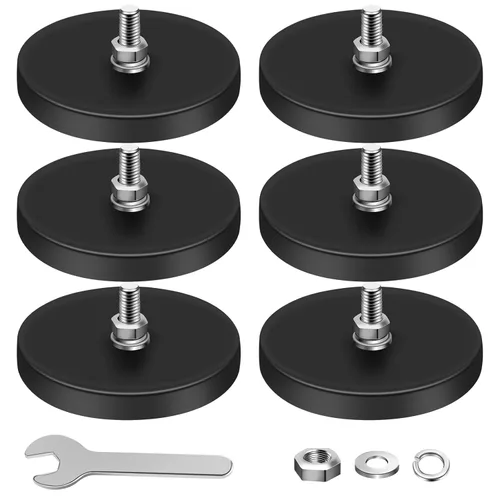 Miniatura 18 de DIYMAG 12 Imanes Recubiertos de Goma, Potencia Adhesiva de 30 LBS Base de Imán Grande de Neodimio Antiarañazos con Imán Roscado M5 con Pernos