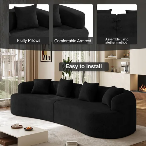 Miniatura 8 de Sofá modular de gran tamaño de 131 pulgadas para sala de estar, moderno sofá de lujo de felpilla de 4 plazas extra profundo y ancho, con 4 cojines