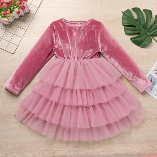 Miniatura 27 de IDOPIP Vestido tutú de terciopelo para niñas pequeñas, vestido de manga larga para princesa, Navidad, cumpleaños, fiesta, boda, vestidos de otoño e