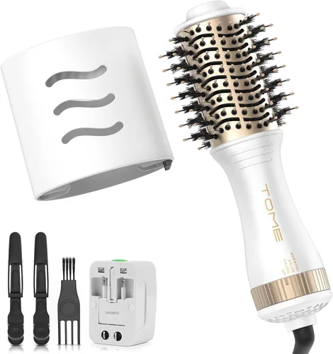 Miniatura 10 de Cepillo secador de pelo, cepillo secador de pelo de 1200 W en uno, cepillo de aire caliente redondo de 1.772 in para volumen y golpes suaves, doble