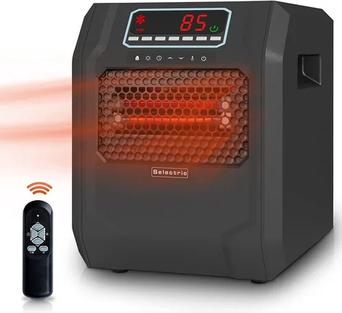 VOLTORB Calentador eléctrico portátil independiente para dormitorio o uso en interiores con pantalla LED, control remoto y modo solo ventilador,