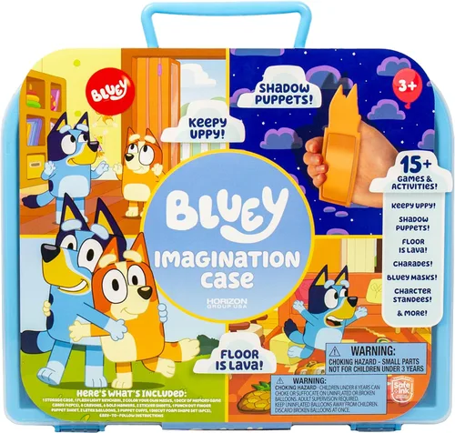 Funda Bluey Imagination, 15 juegos y actividades, juego Bluey apto para viajes con marcadores, crayones, globos, marionetas y juegos para niños de 3