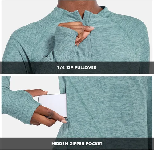 Miniatura 5 de BALEAF Camisas de secado rápido para mujer de manga larga para correr senderismo entrenamiento UPF50 SPF ligera sin botones