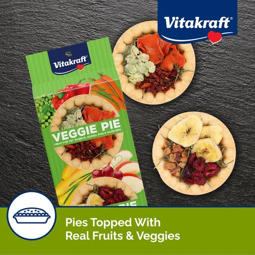 Miniatura 4 de Vitakraft Veggie & Fruity Pie Treat para conejos de mascotas, conejillos de indias y hámsters, 2 pasteles, marrón, 24 x 50 pulgadas, 1.27 onzas