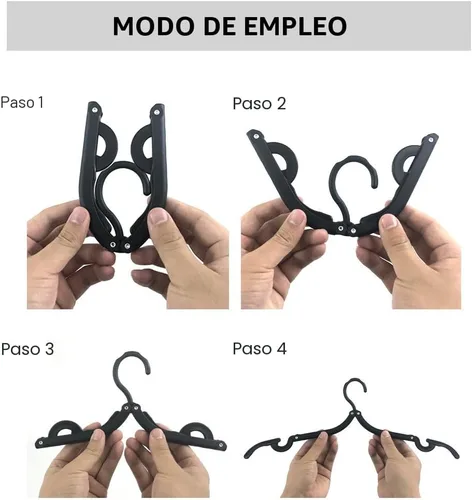 Miniatura 7 de 12 perchas de viaje Trubetter, esenciales para cruceros, perchas plegables portátiles, accesorios de viaje, tendedero plegable para ropa (negro)
