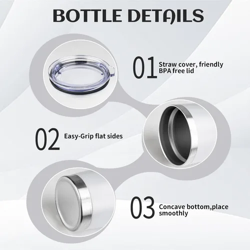 Miniatura 15 de StarSpeed Vaso de 20oz a granel con tapa, acero inoxidable de doble pared aislada al vacío, taza de café con recubrimiento de polvo para bebidas