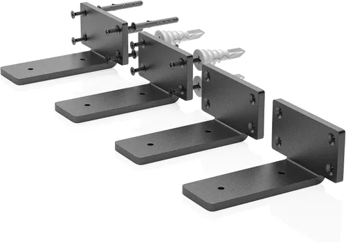 Paquete de 4 soportes flotantes para estantes de 4 pulgadas, soportes ocultos en L resistentes, soportes de estante industriales rústicos de