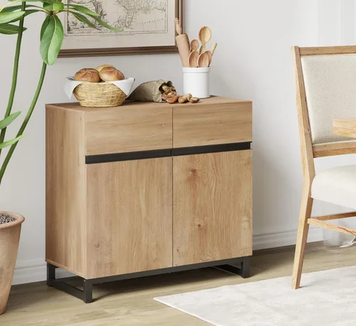 Miniatura 38 de WAMPAT - Gabinetes de aparador con puertas de vidrio, aparador moderno con estante ajustable, gabinete de almacenamiento para barra de café