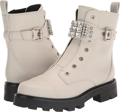Miniatura 7 de KARL LAGERFELD PARIS Botas de combate Maeva Lug-Sole para mujer con una moda detallada de cristal, color blanco suave, 9, Blanco suave