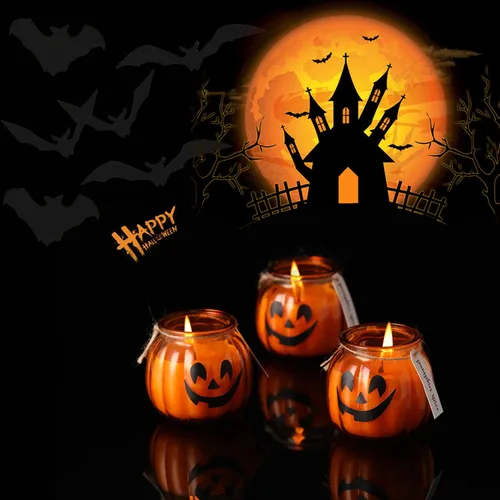 Miniatura 7 de 3Pcs Pumpkin Shaped Candles, Fall Scented Candle,Pumpkin Spice Scented Candle Set of 3 (Orange)