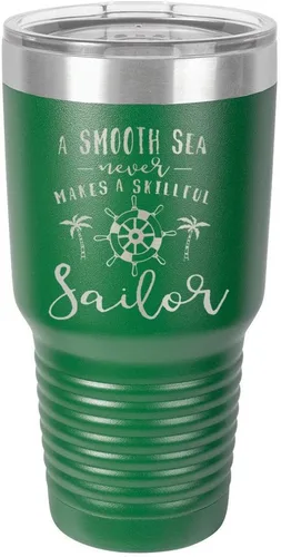 Miniatura 22 de Un mar suave nunca hace un sillón hábil grabado de 325 ml vaso de acero con recubrimiento de polvo grabado por láser taza de viaje de camello polar