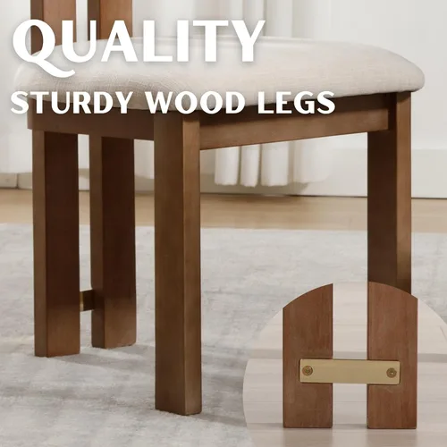 Miniatura 6 de RIVOVA Juego de 2 sillas de comedor de cocina, sillas de comedor modernas tapizadas, respaldo curvado, silla de comedor tapizada de lino con patas