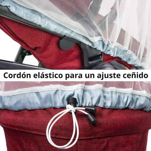 Miniatura 2 de Mosquitera de bebé para cochecito, portabebés y moisés – Cordón elástico para una red de ajuste cómodo – Red de insectos para correr, asiento