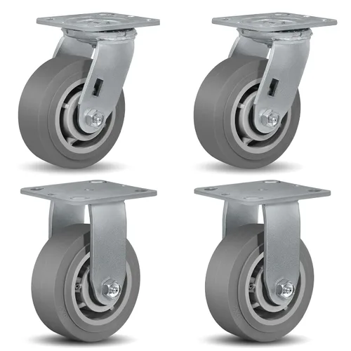 Miniatura 31 de Ruedas giratorias de alta resistencia 4x2, ruedas industriales, ruedas de goma (banda de rodadura plana), juego de 1 con capacidad de hasta 450