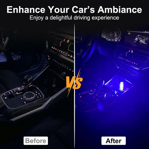 Miniatura 2 de 2 PCS Bombillas de Luz Nocturna USB para Automóvil, Luces Ambientales para Interiores de Automóvil con Atenuación Táctil, Decoraciones de Lámpara