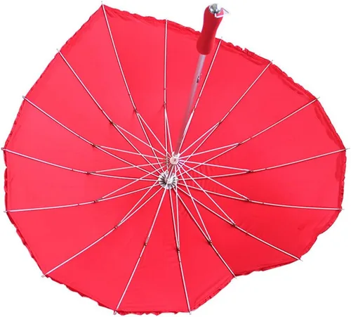 Miniatura 2 de KXCFCYS Forever Love - Sombrilla de encaje en forma de corazón, para niñas, para San Valentín, boda, compromiso y accesorios fotográficos (rojo)