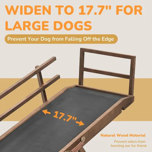 Miniatura 9 de Rampa para Perros para Cama, Rampa Ajustable de 5 Niveles para Camas Altas, Rampa de Alta Tracción con Alfombrilla de Goma de Actualización
