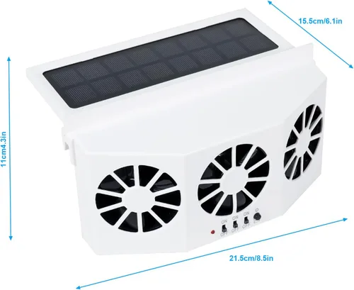 Miniatura 2 de Unifizz Ventilador de ventana delgada solar Ventilador de escape de coche con tres ventiladores 1.5W ABS blanco
