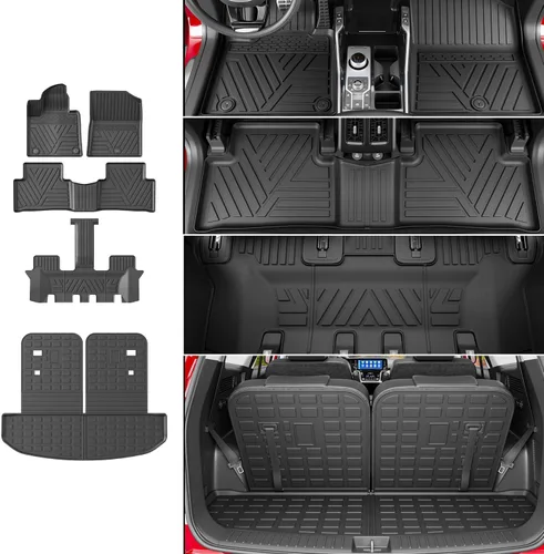 Miniatura 20 de powoq Tapete de suelo compatible con Honda Pilot 2016-2022 con alfombrilla de respaldo, forro de carga de repuesto para accesorios Honda Pilot