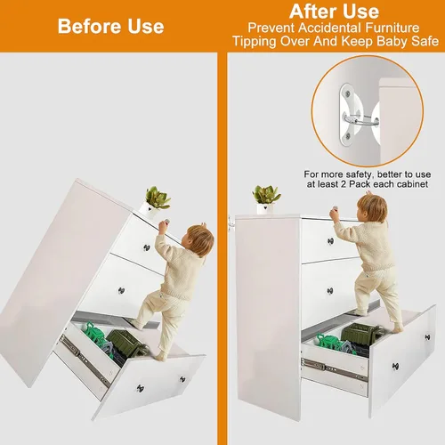 Miniatura 2 de Anclajes para muebles (10 unidades) para bebés, antipunta, anclaje de muebles que asegura 420 libras de tensión resistente a terremotos, anclaje