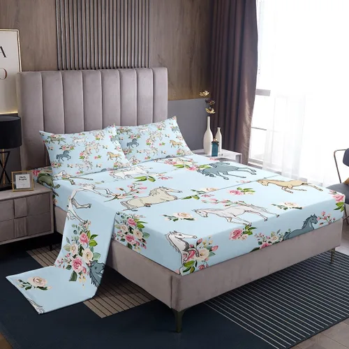Miniatura 40 de Juego de sábanas de camping Happy Camping para niños Queen 4 piezas, juego de ropa de cama de autocaravana, juego de sábanas de accesorios de coche