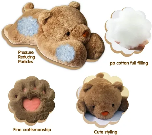 Miniatura 2 de FoxVilla Oso de 4 libras de peluche con peso, peluches de felpa con peso de 24 pulgadas para adultos, lindo peluche suave con peso para lanzar