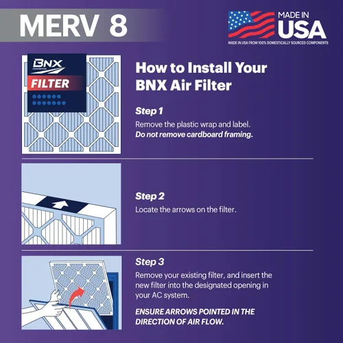 Miniatura 6 de BNX TruFilter - Filtro de aire MERV 8 de 16 x 25 x 1 pulgadas (paquete de 12) – Fabricado en Estados Unidos – Protección contra el polvo