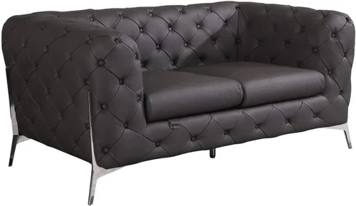Miniatura 46 de Blackjack Furniture Modena - Moderno juego de sofá de 3 piezas de cuero italiano de grano superior, elegante diseño copetudo y patas de acero Beige