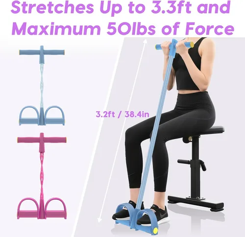 Miniatura 7 de Bandas de resistencia con asas, bandas elásticas de resistencia de pedal de 6 tubos para entrenamiento, bandas de ejercicio de goma natural