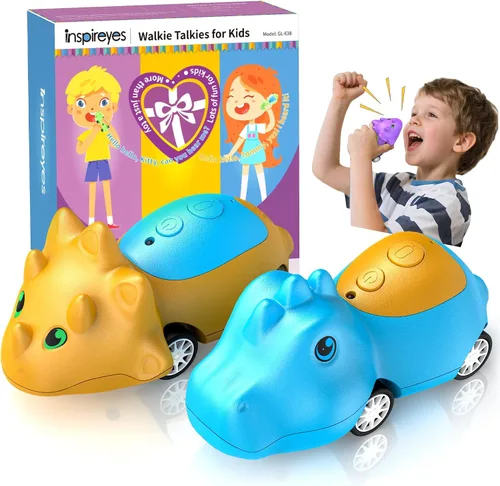 Inspireyes Walkie Talkies para niños, paquete de 2 juguetes de dinosaurio para niños y niñas de 3 a 5 7 años, tiempo de juego de 48 horas, diversión