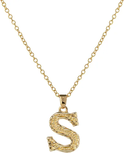 SAELACY Collar con inicial para mujeres, hombres y niños, chapado en oro de 14 quilates, 26 letras con nombre, cadena de collar con extensión de 2