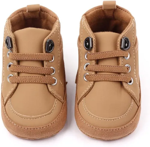 Miniatura 5 de Sekantrol Zapatos de cuna para recién nacidos, para niños y niñas, suela de goma suave, zapatos para bebés, zapatos deportivos de moda de caña alta