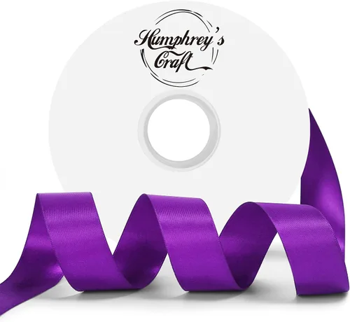 Miniatura 20 de Humphrey's Craft Cinta de satén negra de doble cara de 1 pulgada, 50 yardas, variedad de colores para manualidades, envoltura de regalos, lazos