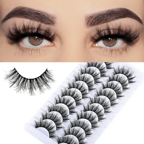 Miniatura 10 de FARRED Pestañas postizas Wispy, pestañas postizas esponjosas 10 pares, pestañas de muñeco de visón, pestañas Wispy, aspecto natural