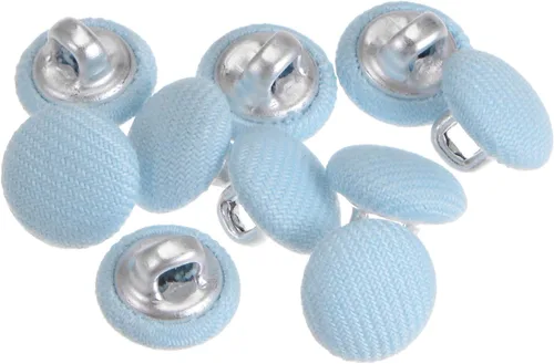 Miniatura 45 de HARFINGTON 10 botones de tela de 24L cubiertos de tela de 0.59 pulgadas, vástago de metal, botones de costura redondos para trajes, blusas de Azul